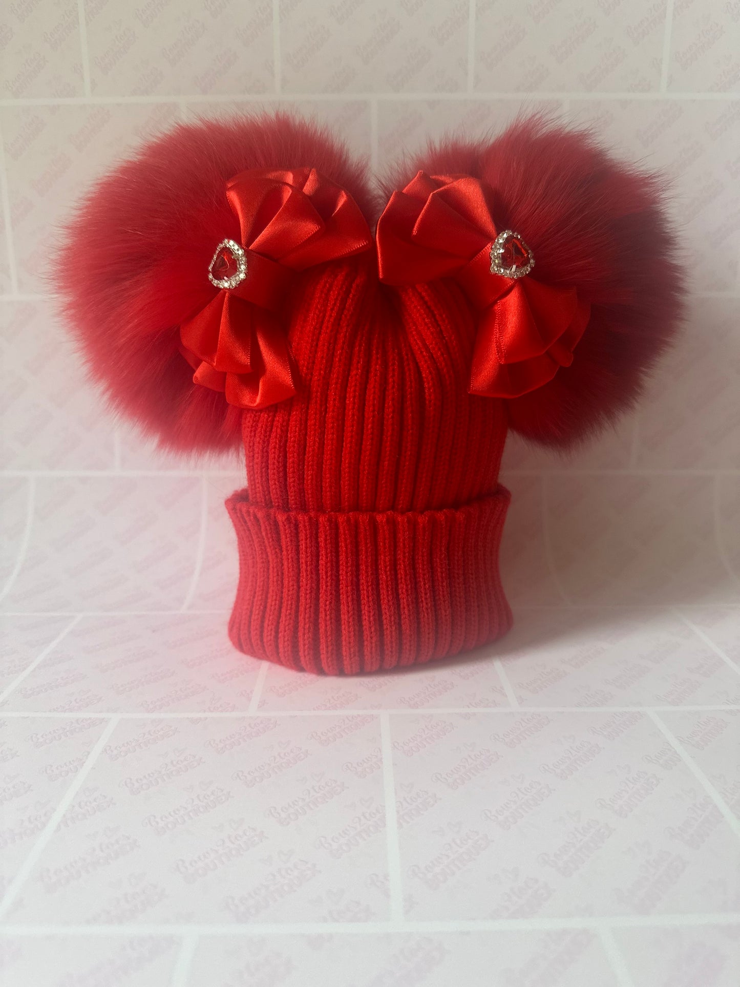 Luxury Pom Pom hats-with bow