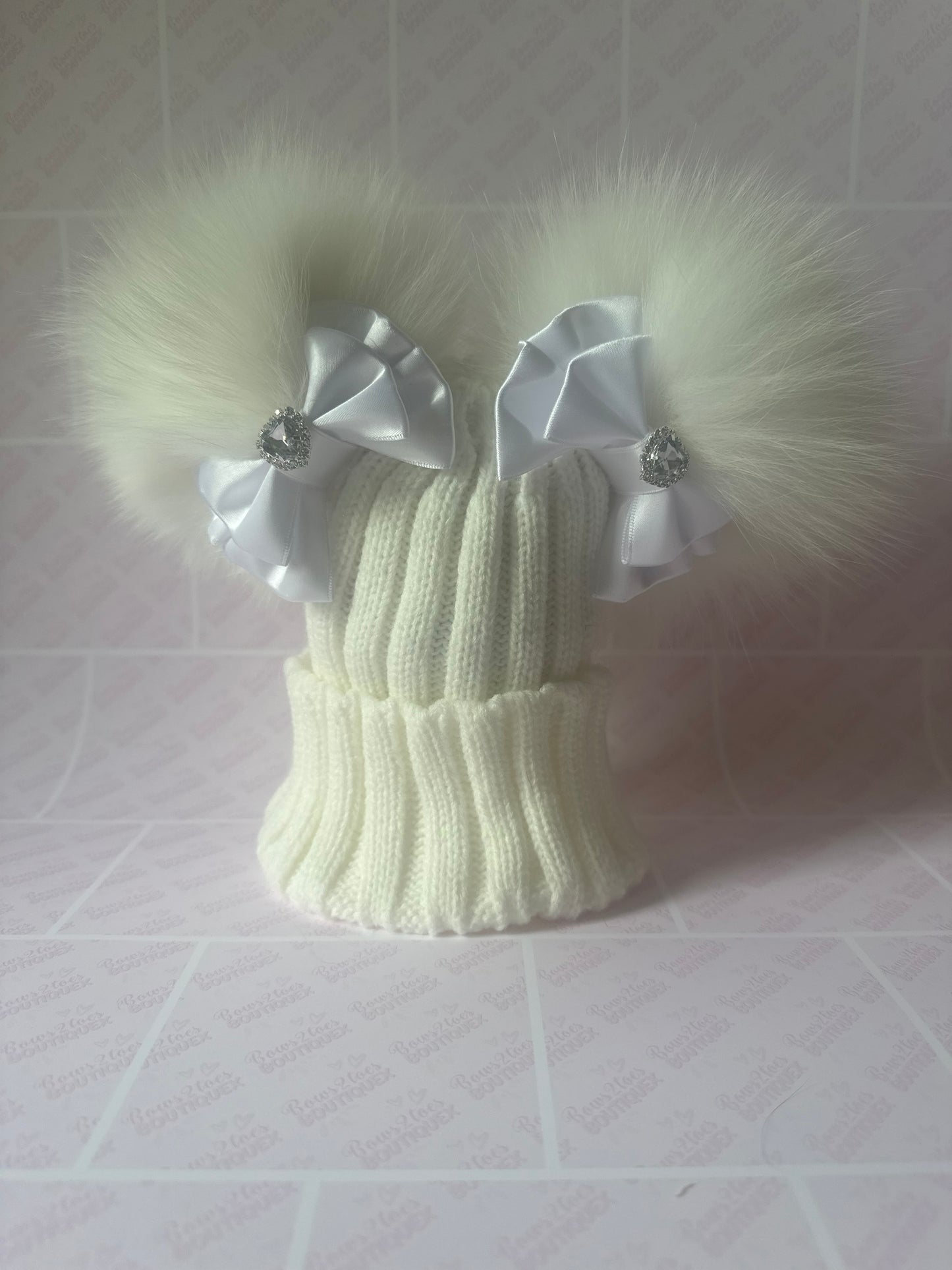 Luxury Pom Pom hats-with bow