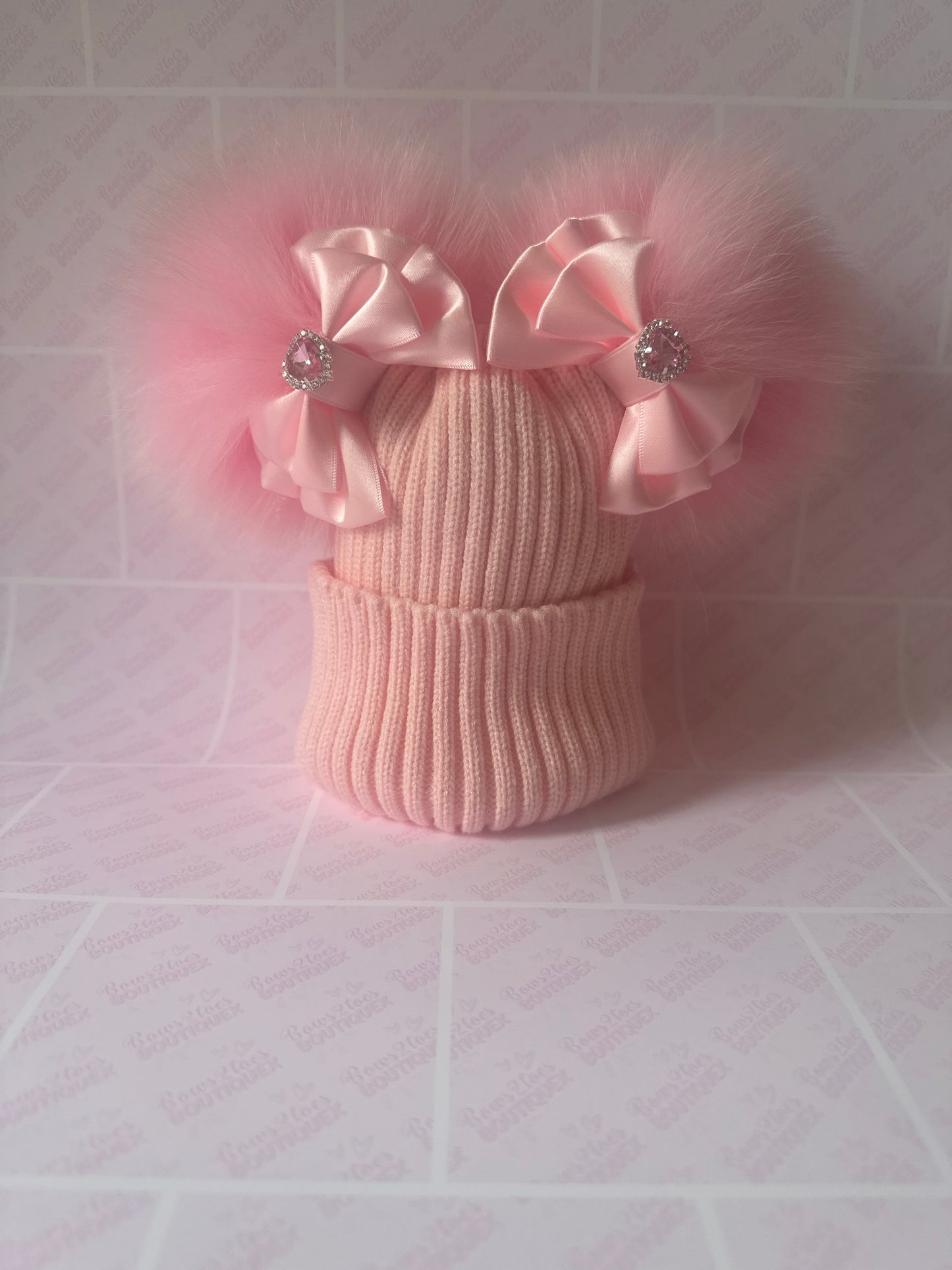 Luxury Pom Pom hats-with bow