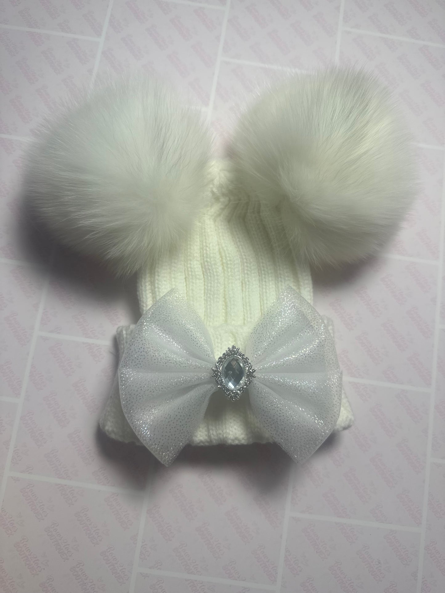 Luxury Pom Pom hats-with bow