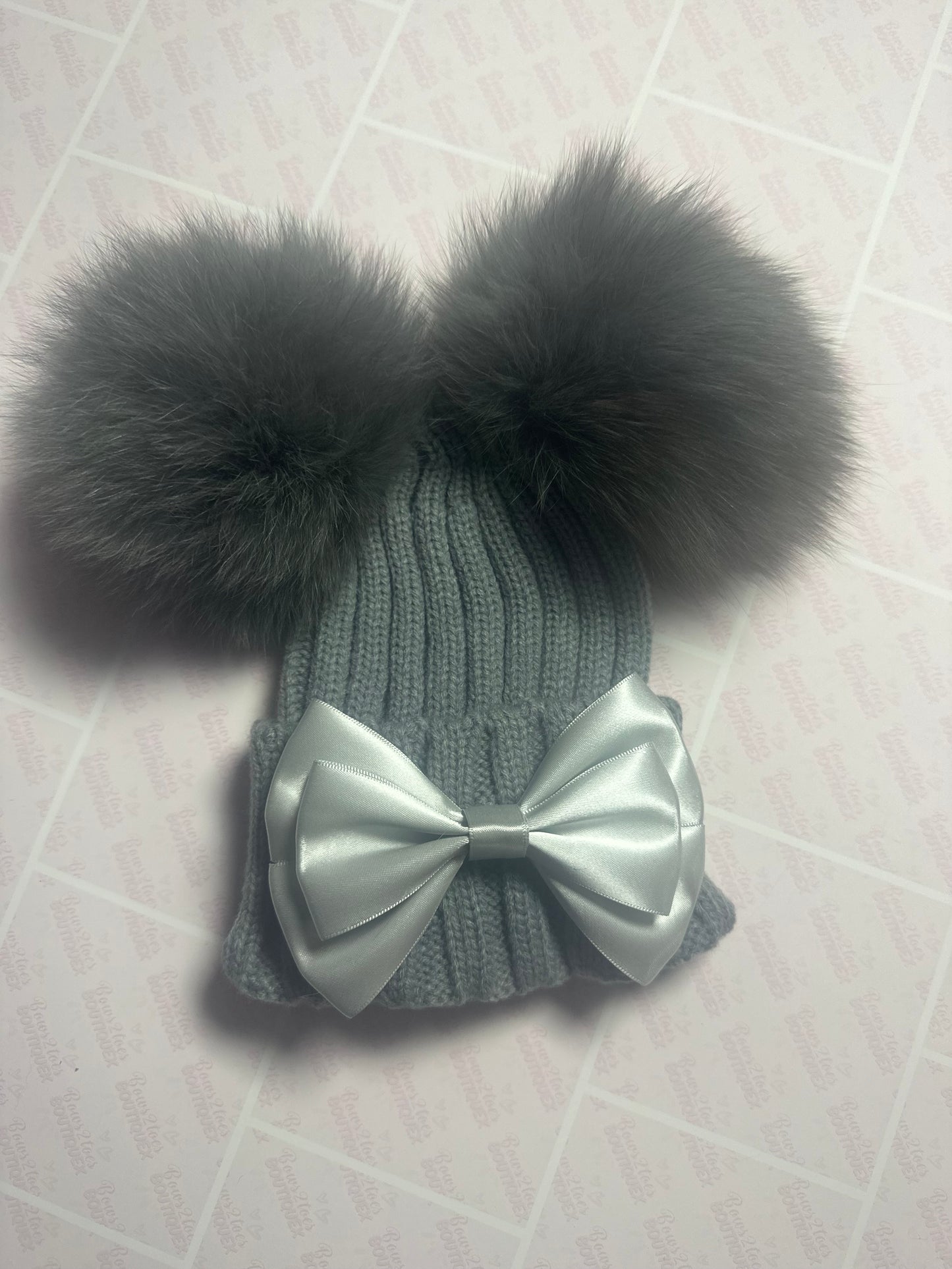 Luxury Pom Pom hats-with bow
