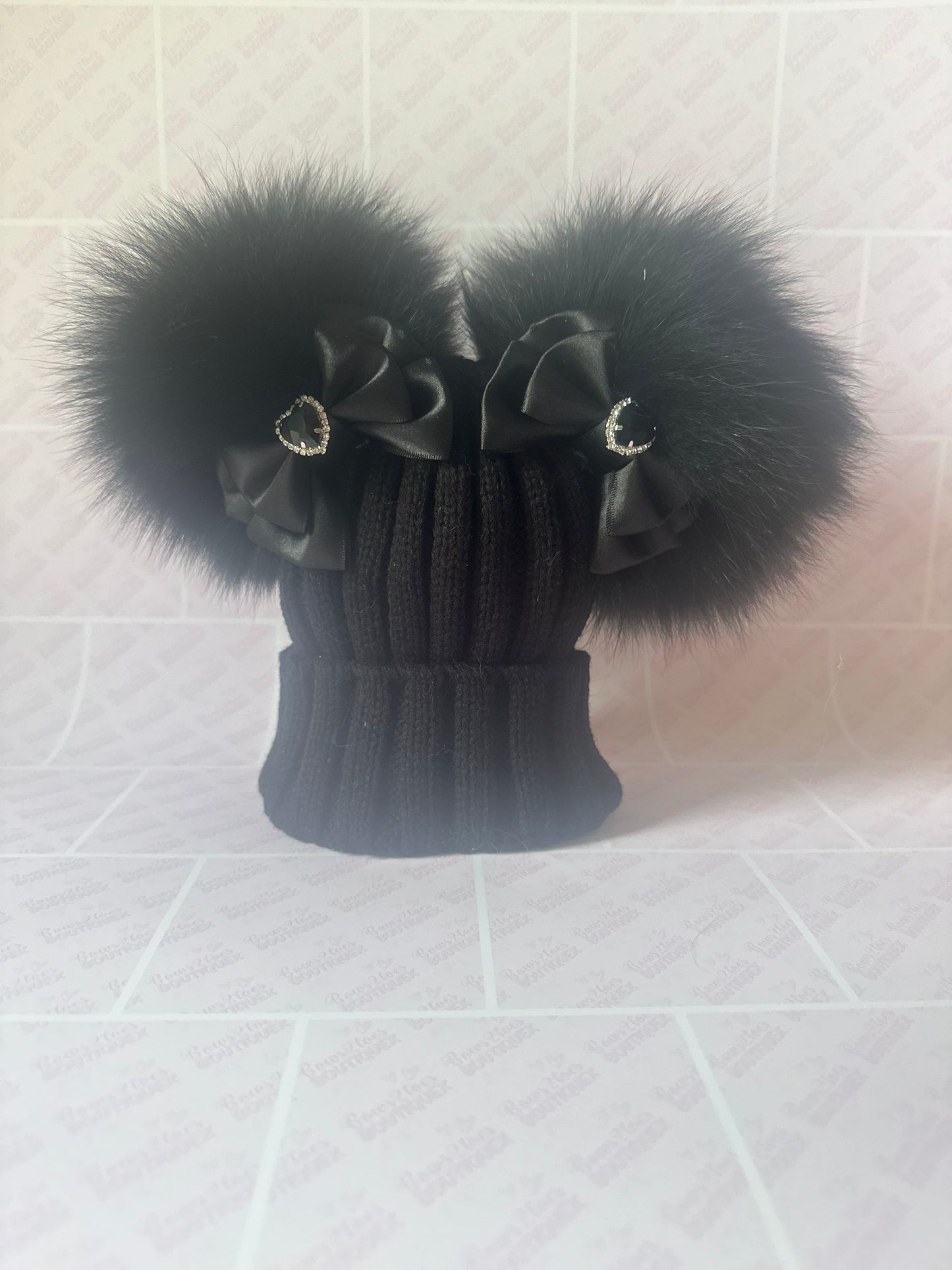 Luxury Pom Pom hats-with bow