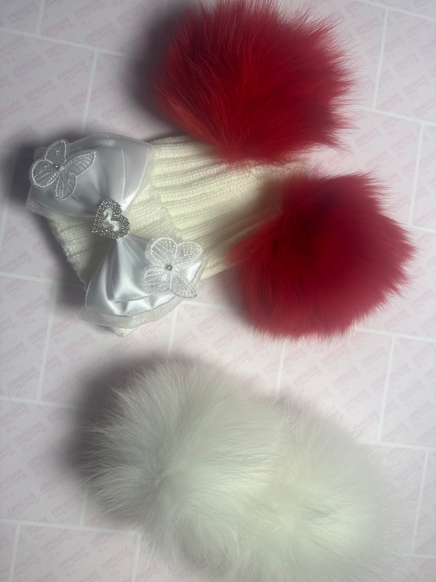 Luxury Pom Pom hats-with bow