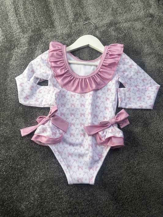 Bow swimsuit & towel set