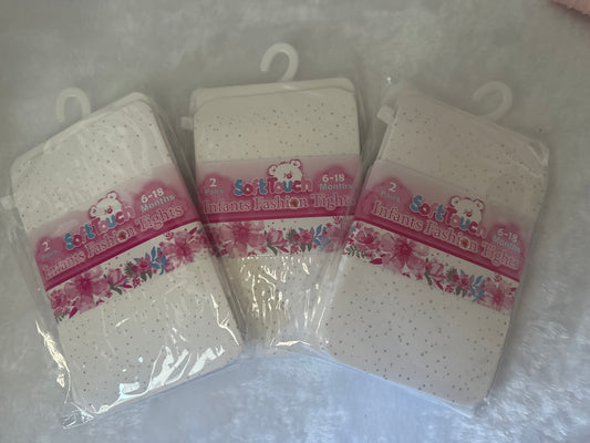 Lace glitter tights 6-18m